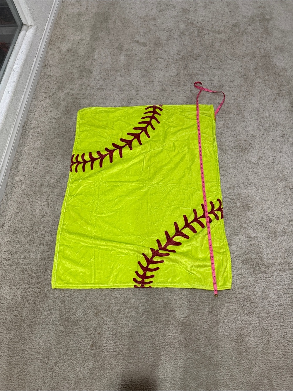 Neon Yellow Softball Print Kids Beach Towel Wrap / blanket
